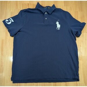 Polo Ralph Lauren Polo Shirt Men 2XL XXL Blue Big Pony #3 Classic Fit Short